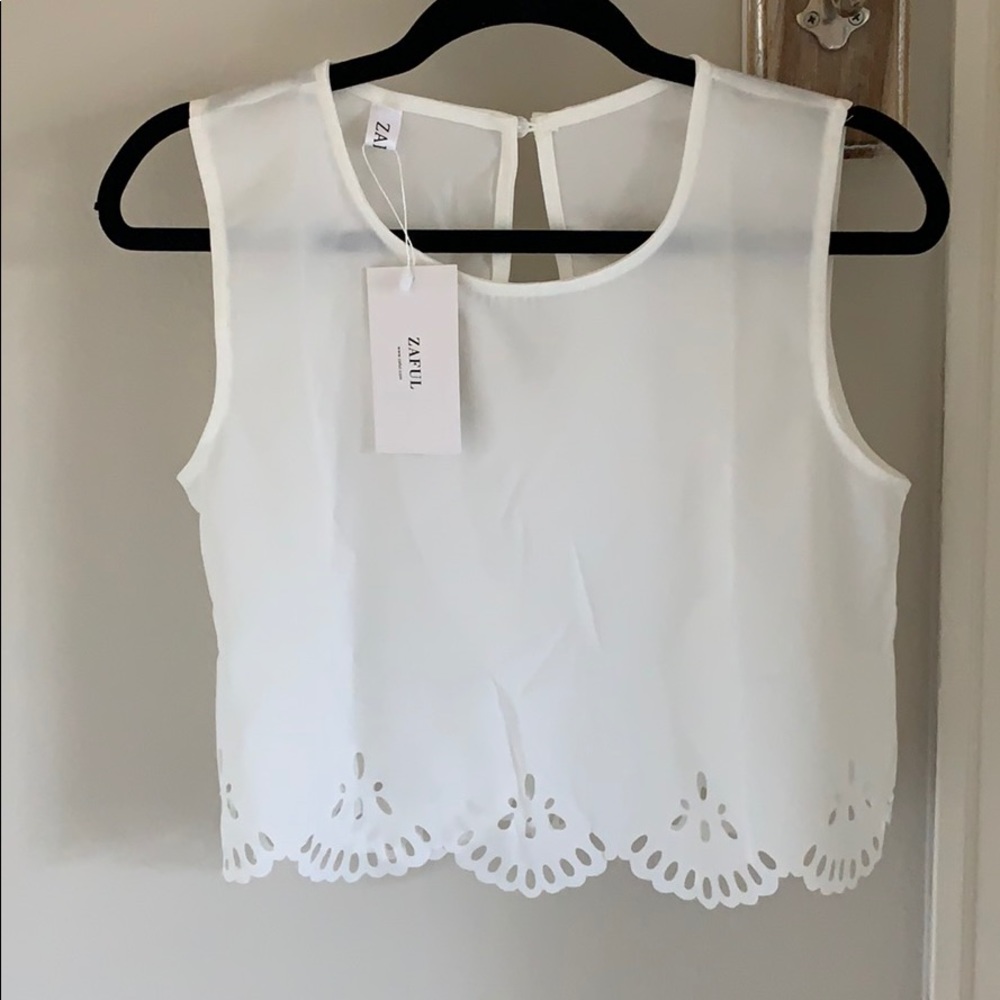 ZAFUL two piece never worn white sheer set! Size M